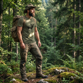 T-shirt Moose gedragen tijdens wandeling in het bos