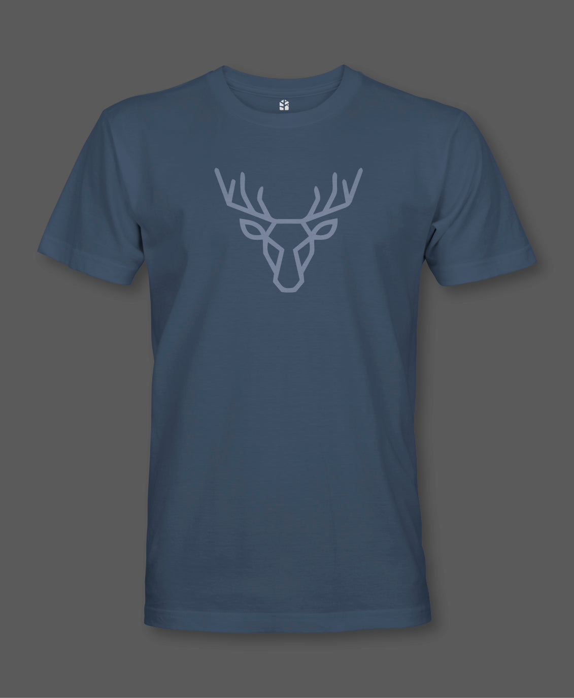 Grijsblauw t-shirt met minimalistische elandkop