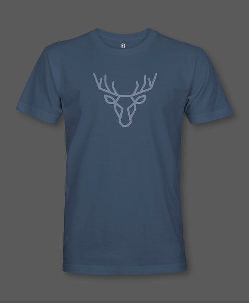 Grijsblauw t-shirt met minimalistische elandkop