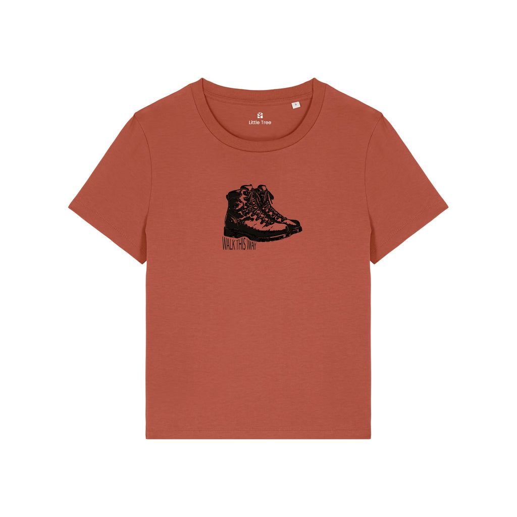 T-shirt Walk this Way in de kleur Klei